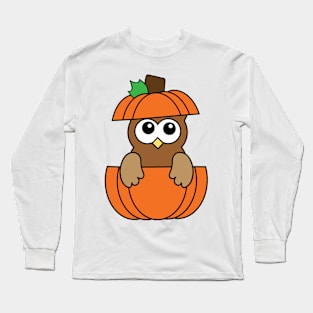 Cute Owl in Pumpkin Long Sleeve T-Shirt